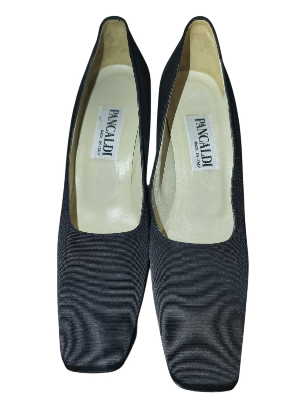 Pancaldi Made in Italy Women Black Block Heel Pumps 7.5AA Narrow Width